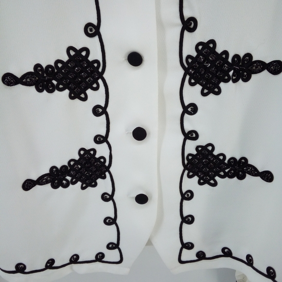 Vintage Beaded Black White Formal Blouse Shoulder Pads Tess 14 - Picture 4 of 9